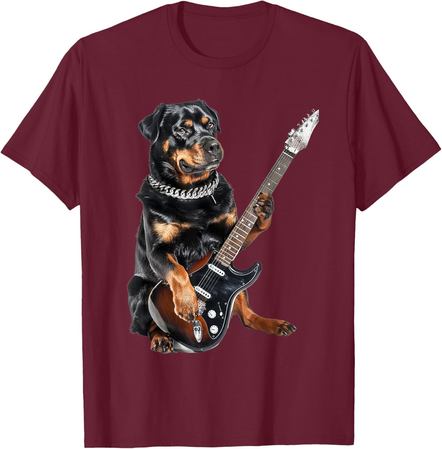 Rottweiler Guitar T-Shirt - T-Shirt | Maroon