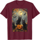 Vintage Three Black Cats Halloween Pumpkin Costume Cat Lover Women Kids T-Shirt - T-Shirt | Maroon