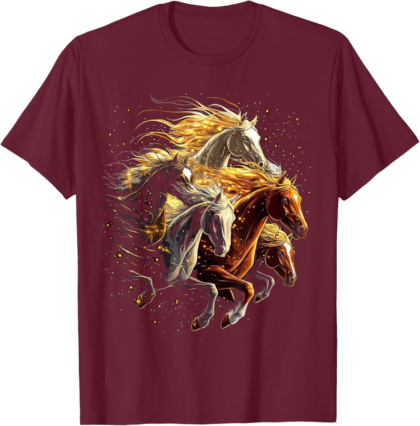 Galloping Horses Horse Riding on Horseback Girl T-Shirt - T-Shirt | Maroon