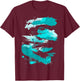 Teal And Black Brushstrokes T-Shirt - T-Shirt | Maroon