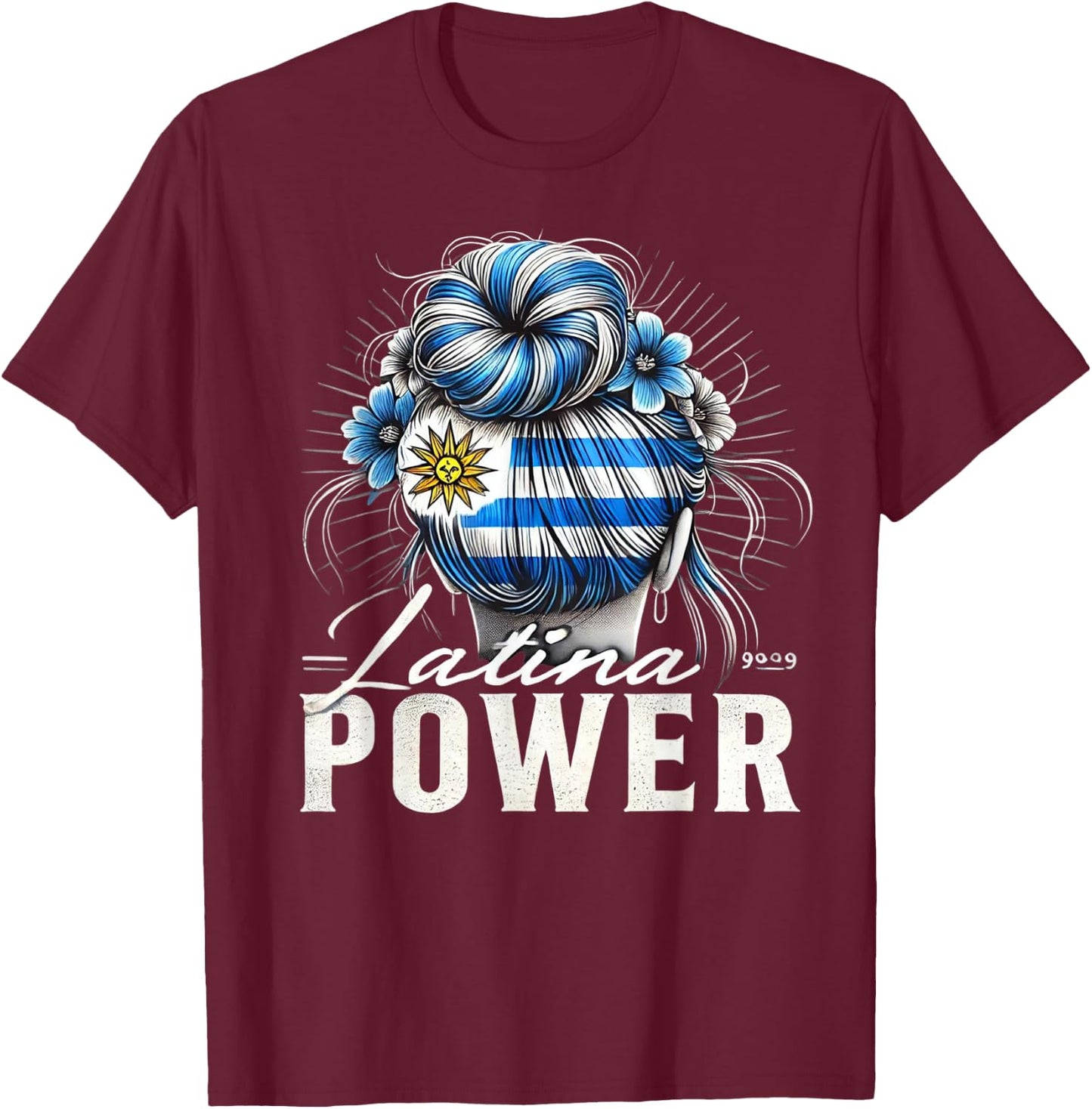Hispanic Heritage Month Latina Power Uruguay Flag Women T-Shirt - T-Shirt | Maroon