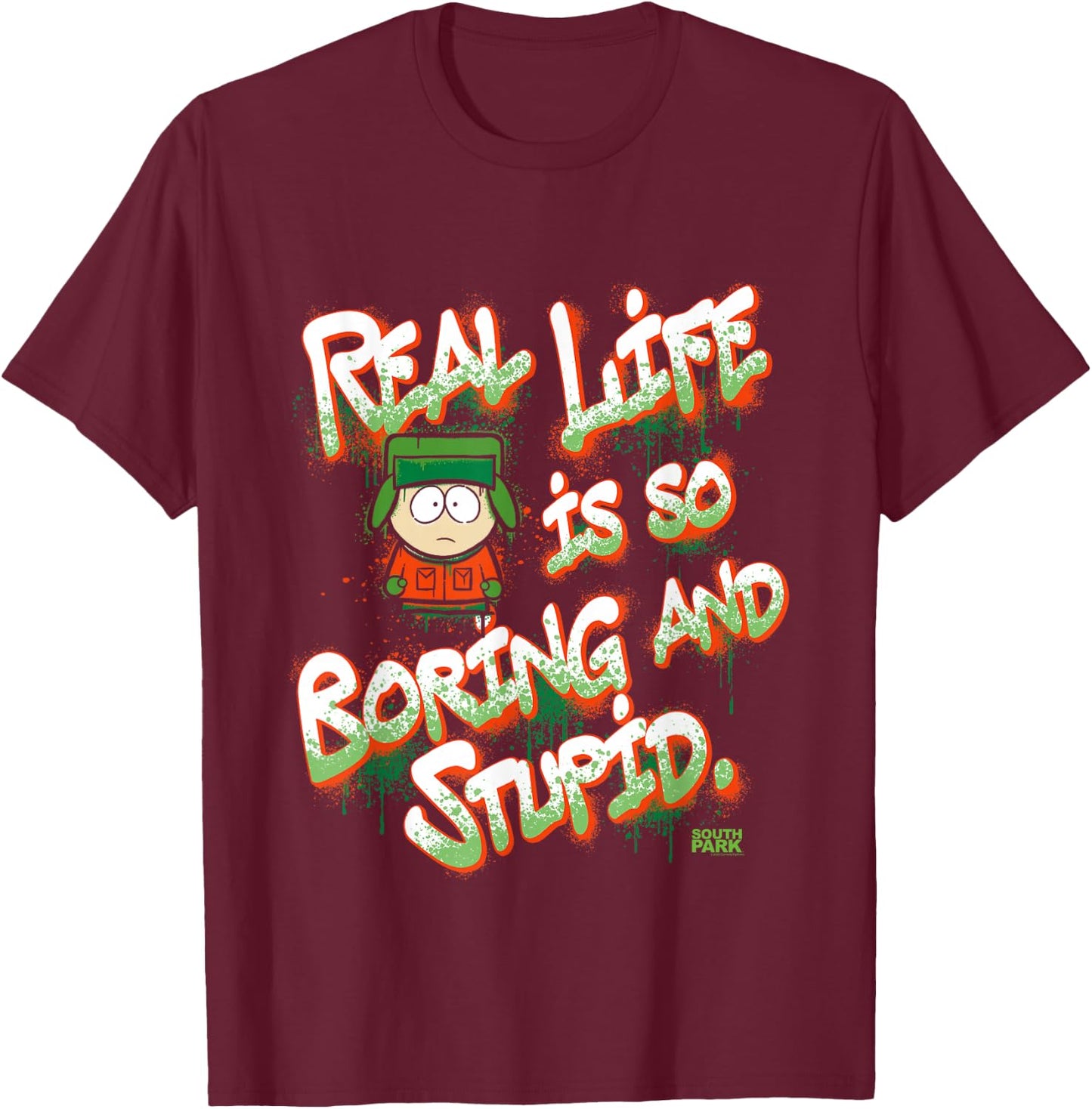 South Park Kyle Real Life Graffiti T-Shirt - T-Shirt | Maroon