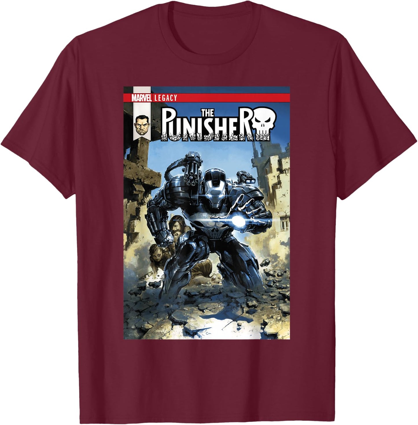 Marvel The Punisher and War Machine Become One Cover T-Shirt - T-Shirt | Maroon