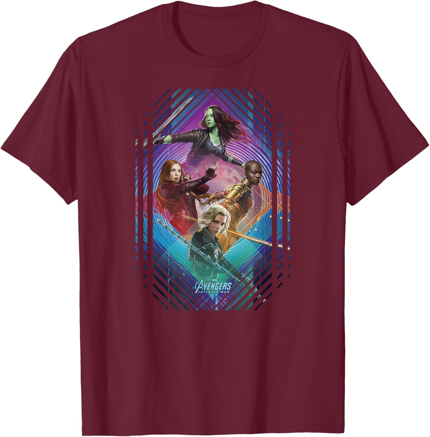 Marvel Infinity War Gamora Okoye Black Widow Small T-Shirt - T-Shirt | Maroon