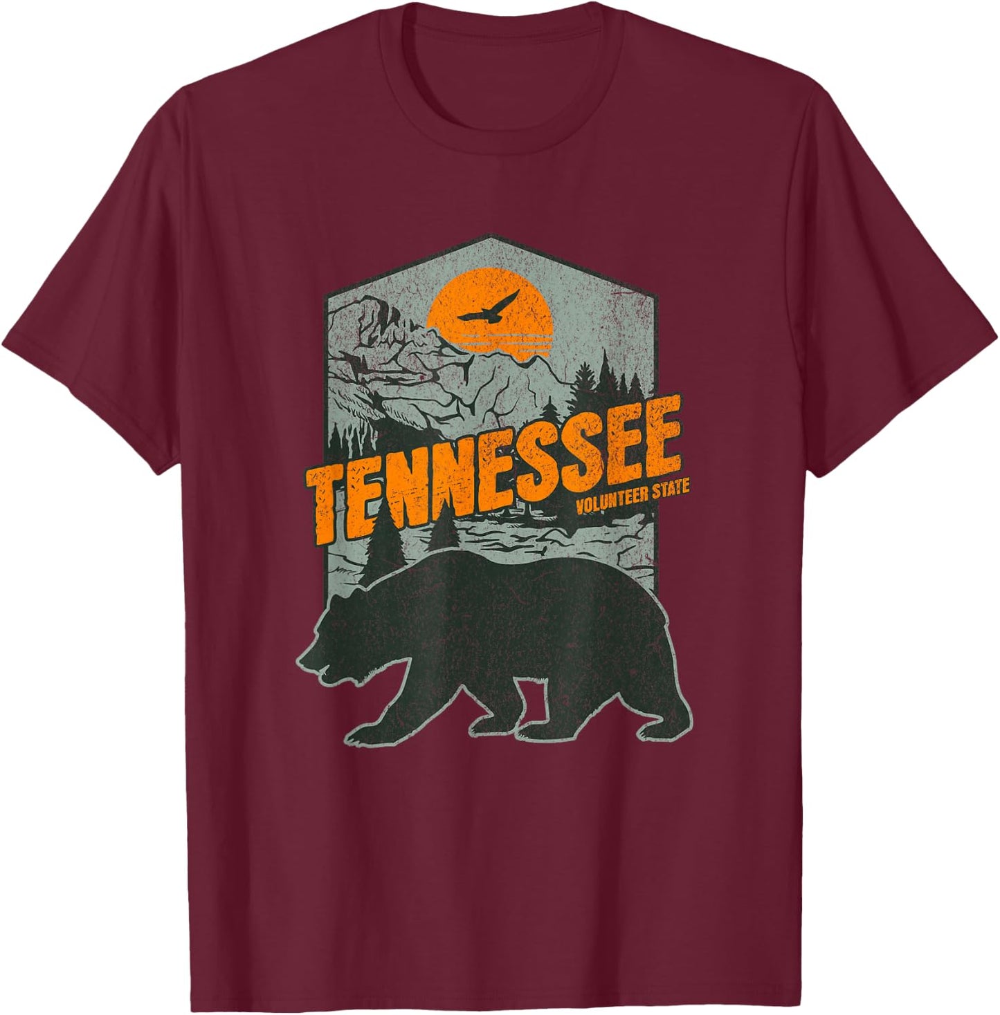Vintage Tennessee Volunteer State, Smoky Mountains, Bear T-Shirt - T-Shirt | Maroon