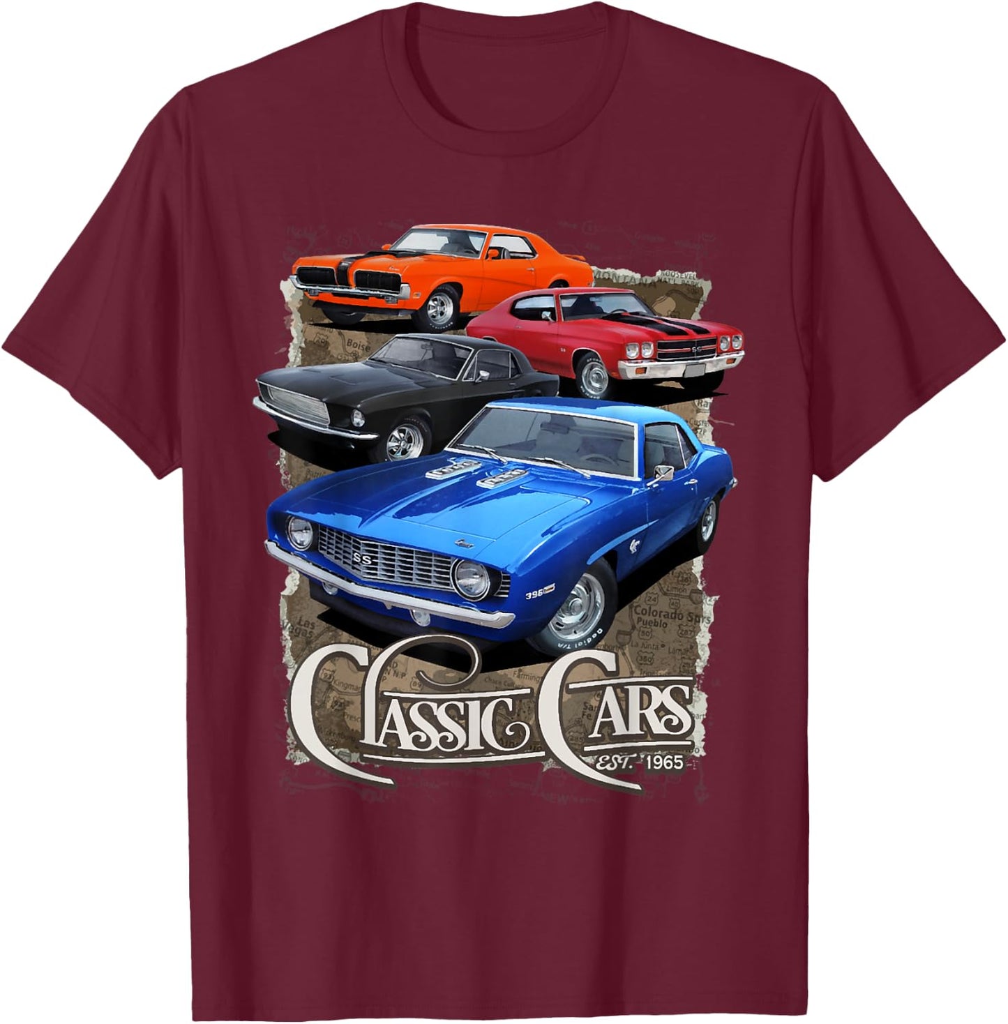 1970 64 65 66 67 68 69 71 72 Chevelle Chevys SS Muscle Car T-Shirt - T-Shirt | Maroon