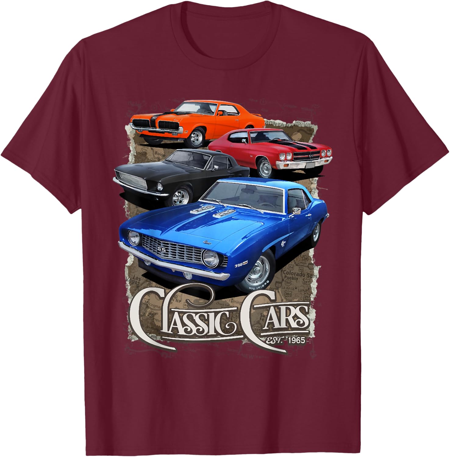 1970 64 65 66 67 68 69 71 72 Chevelle Chevys SS Muscle Car T-Shirt - T-Shirt | Maroon