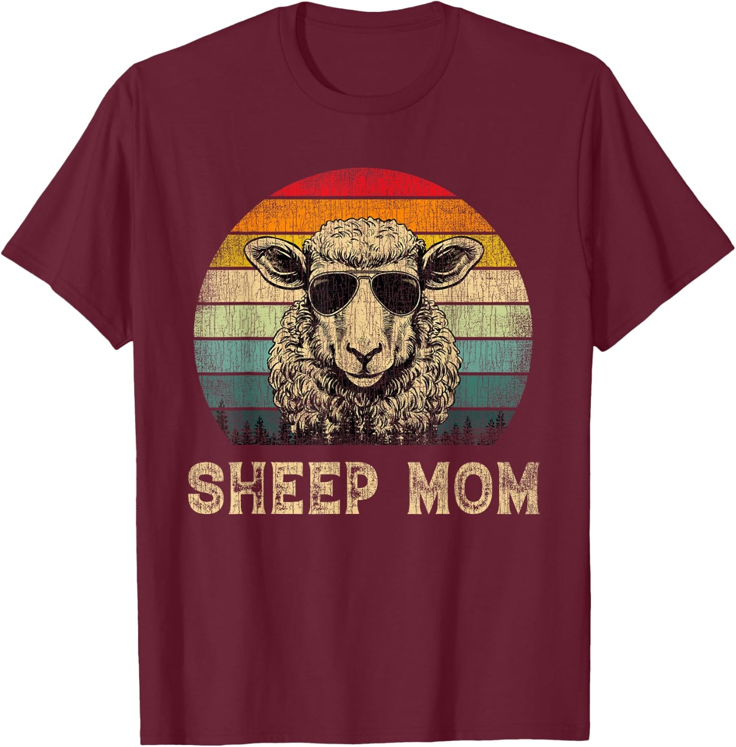 Vintage Sheep Mom Sheep Lovers Mommy Mother's Day T-Shirt - T-Shirt | Maroon
