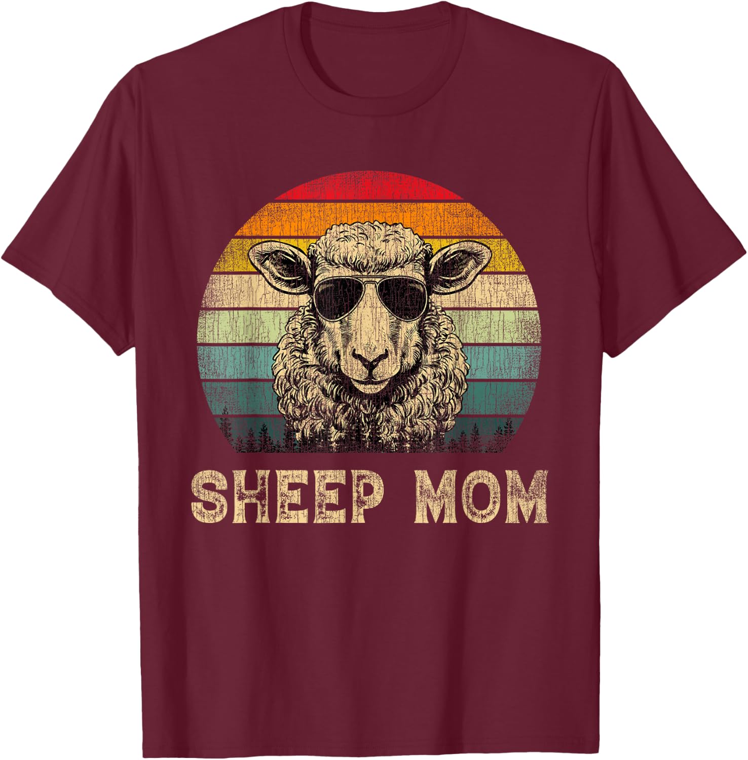 Vintage Sheep Mom Sheep Lovers Mommy Mother's Day T-Shirt - T-Shirt | Maroon