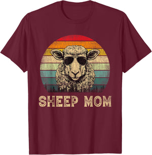 Vintage Sheep Mom Sheep Lovers Mommy Mother's Day T-Shirt - T-Shirt | Maroon