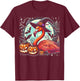 Flamingo Witch Halloween - Spooky Pumpkin Art T-Shirt - T-Shirt | Maroon