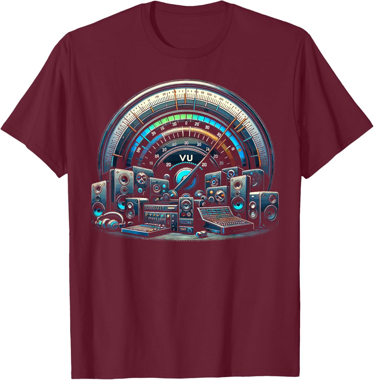 VU Meter Audiopile Analog Music Sound Engineer T-Shirt - T-Shirt | Maroon