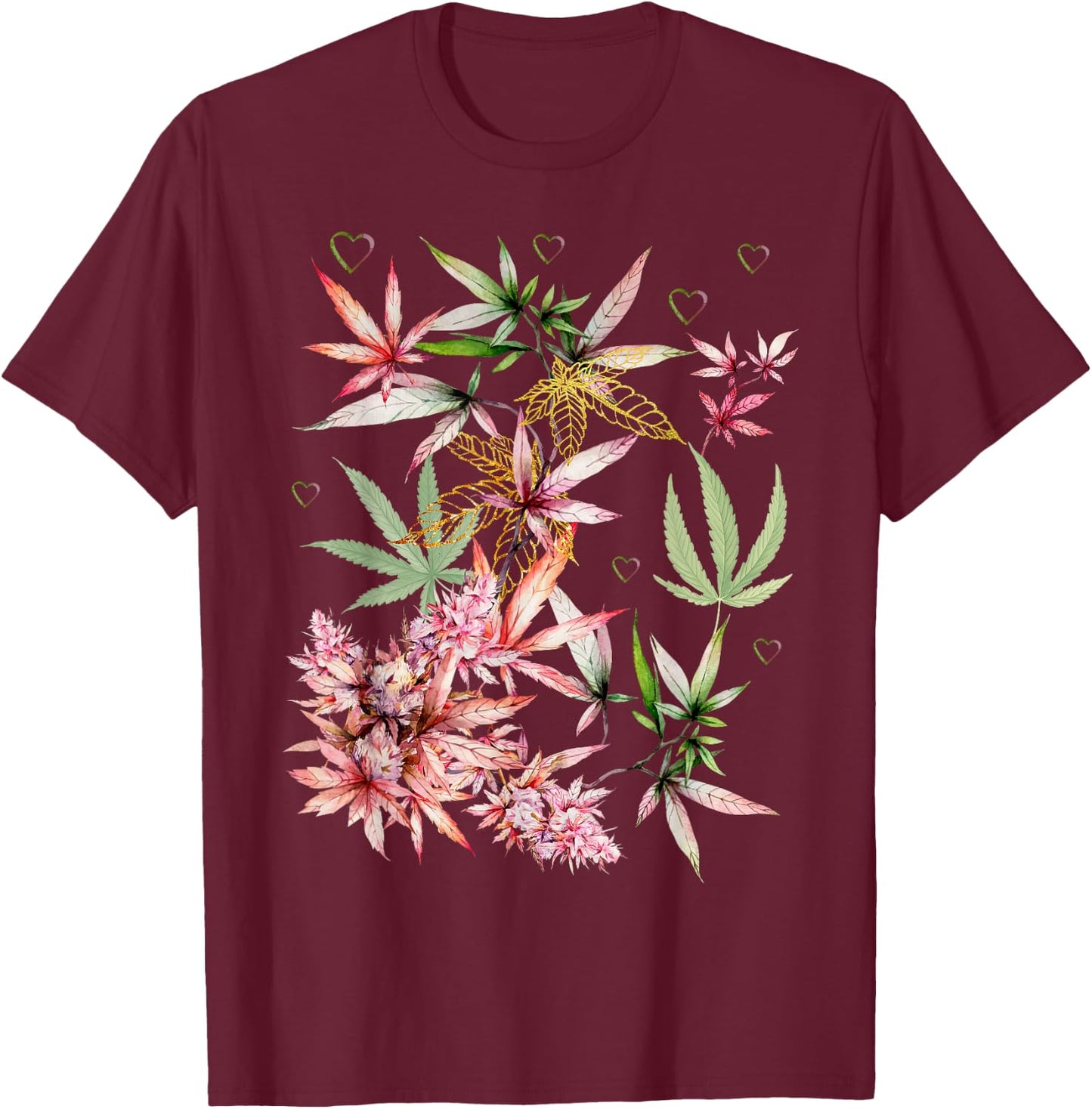 Vintage Marijuana Pot Leaf Flower Weed Cannabis Men Women T-Shirt - T-Shirt | Maroon