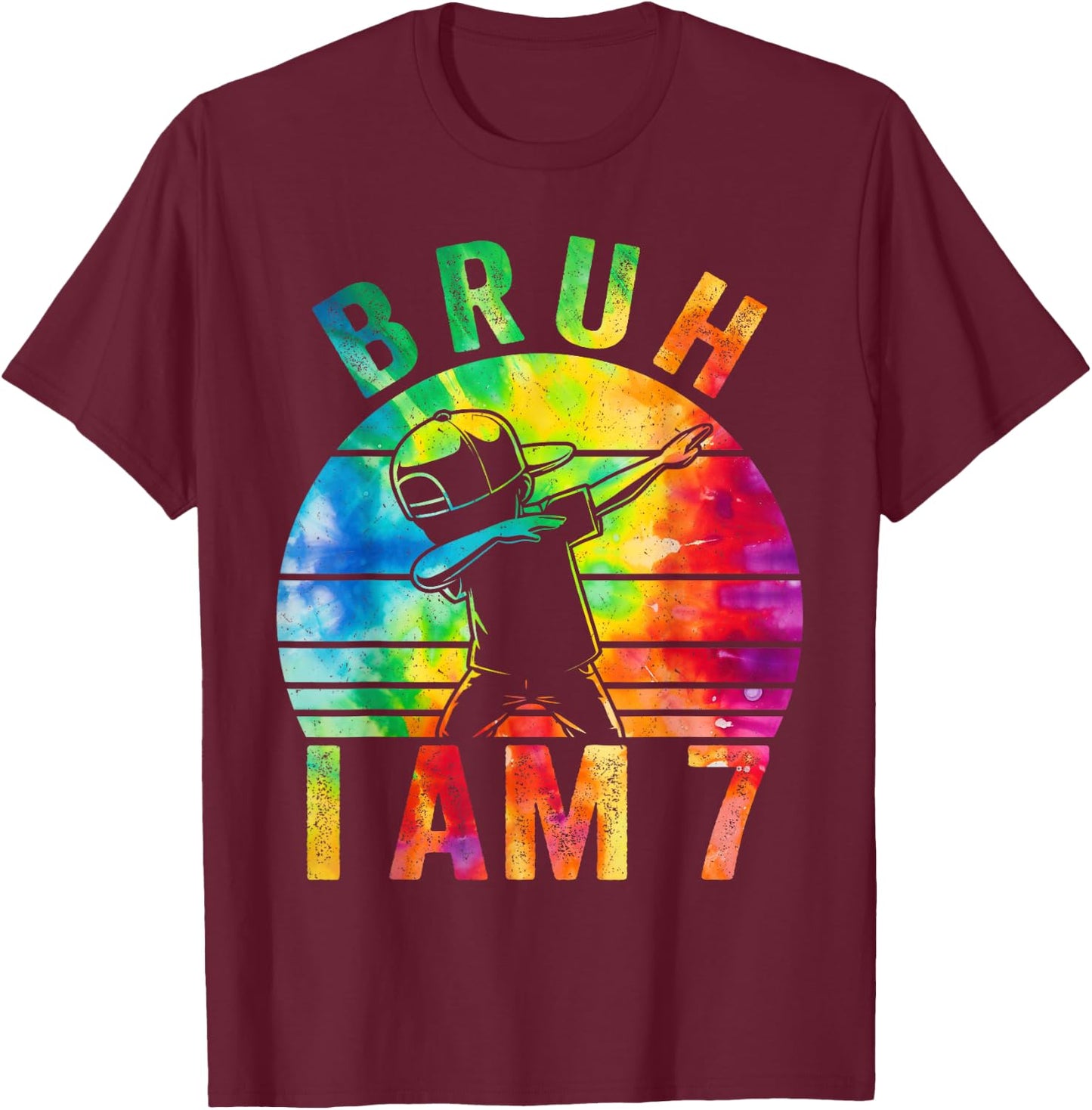 7 Year Birthday Tie Dye Dabbing Boy Bruh Its My 7th Birthday T-Shirt - T-Shirt | Maroon