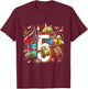 Kids 5th Birthday Bugs Insects Beetles Biology 5 Year Old T-Shirt - T-Shirt | Maroon