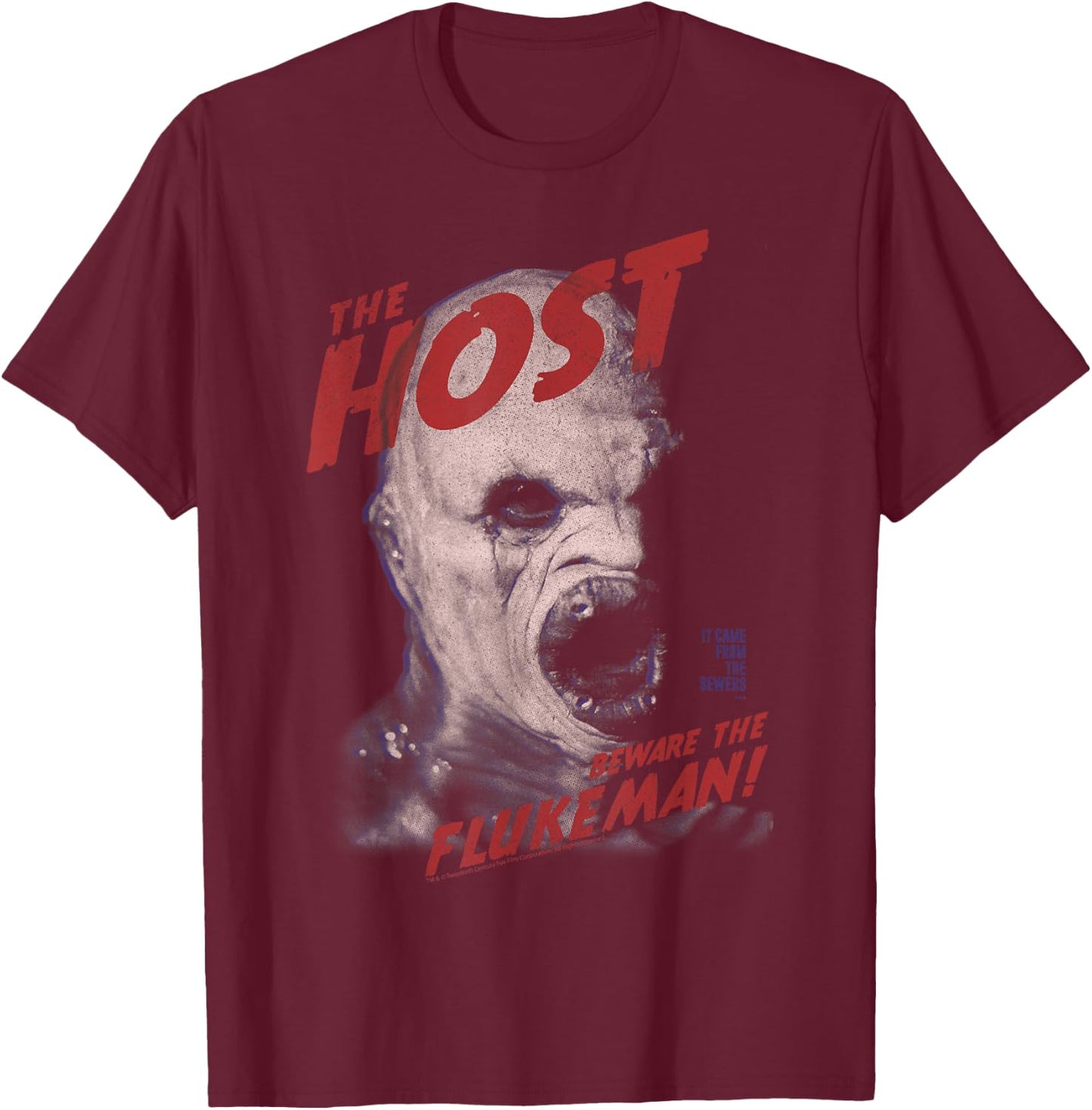 X-Files Epic Th Host Be Ware The Flukeman! Big Chest Poster T-Shirt - T-Shirt | Maroon
