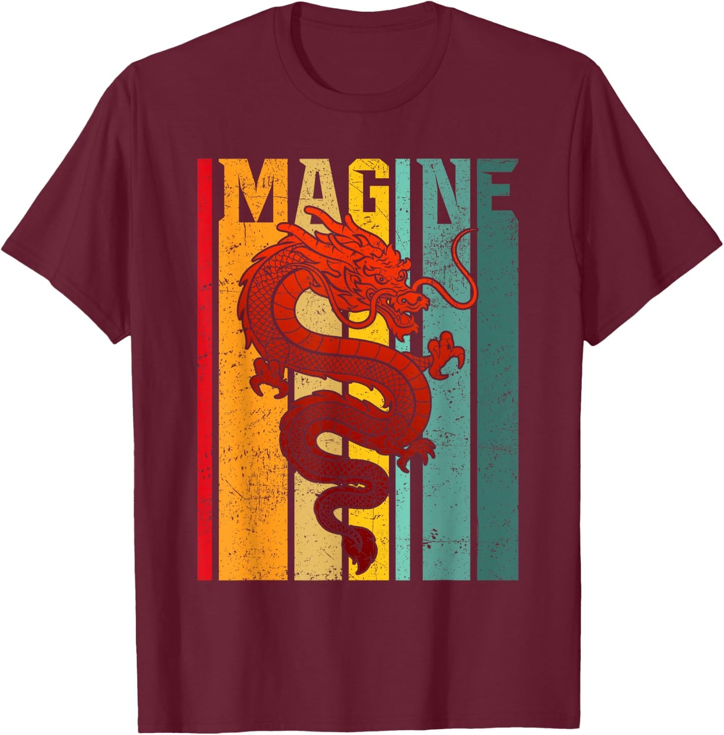 Imagine Dragon Vintage Cool Art T-Shirt - T-Shirt | Maroon