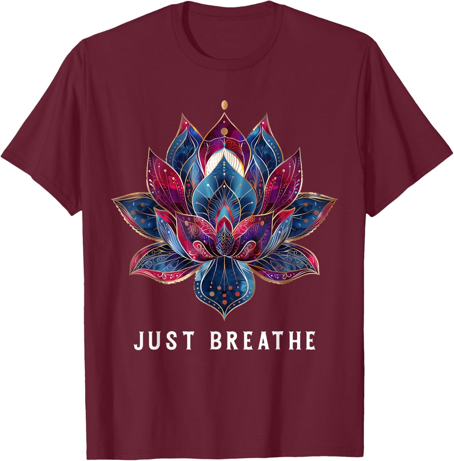 Yoga Lotus Flower Zen Buddhism Buddhist Buddha Meditation T-Shirt - T-Shirt | Maroon
