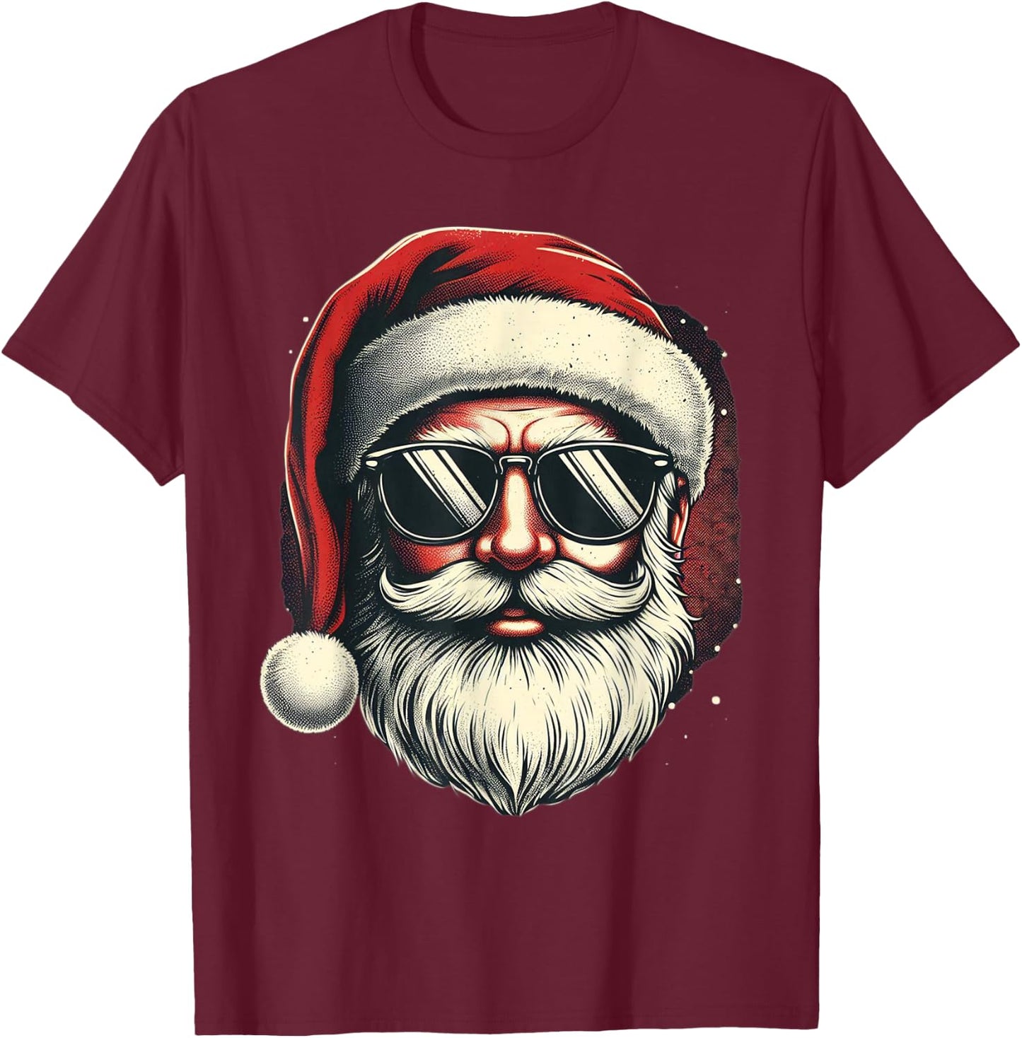 Santa Face Retro Sunglasses Christmas Xmas Men Women T-Shirt - T-Shirt | Maroon