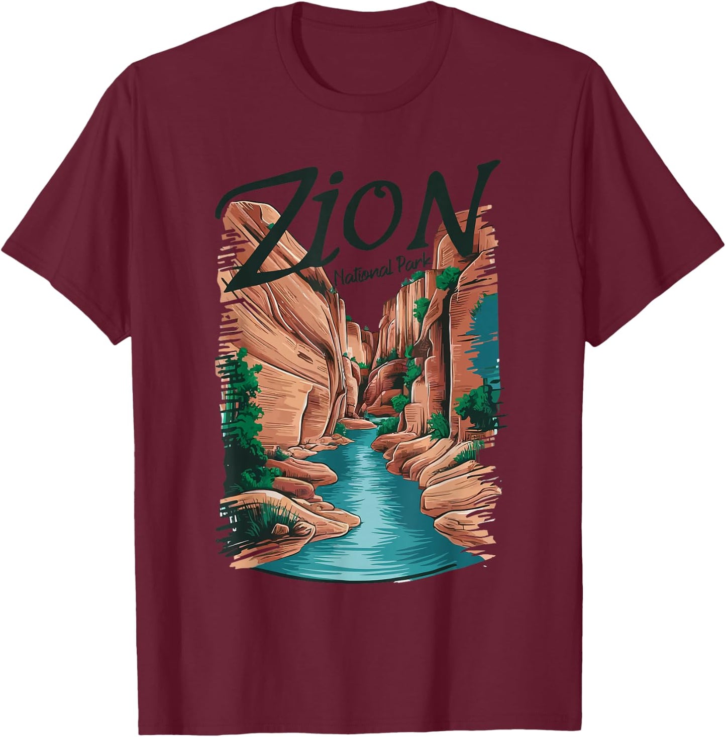 Retro Zion National Park The Narrows Vintage T-Shirt - T-Shirt | Maroon