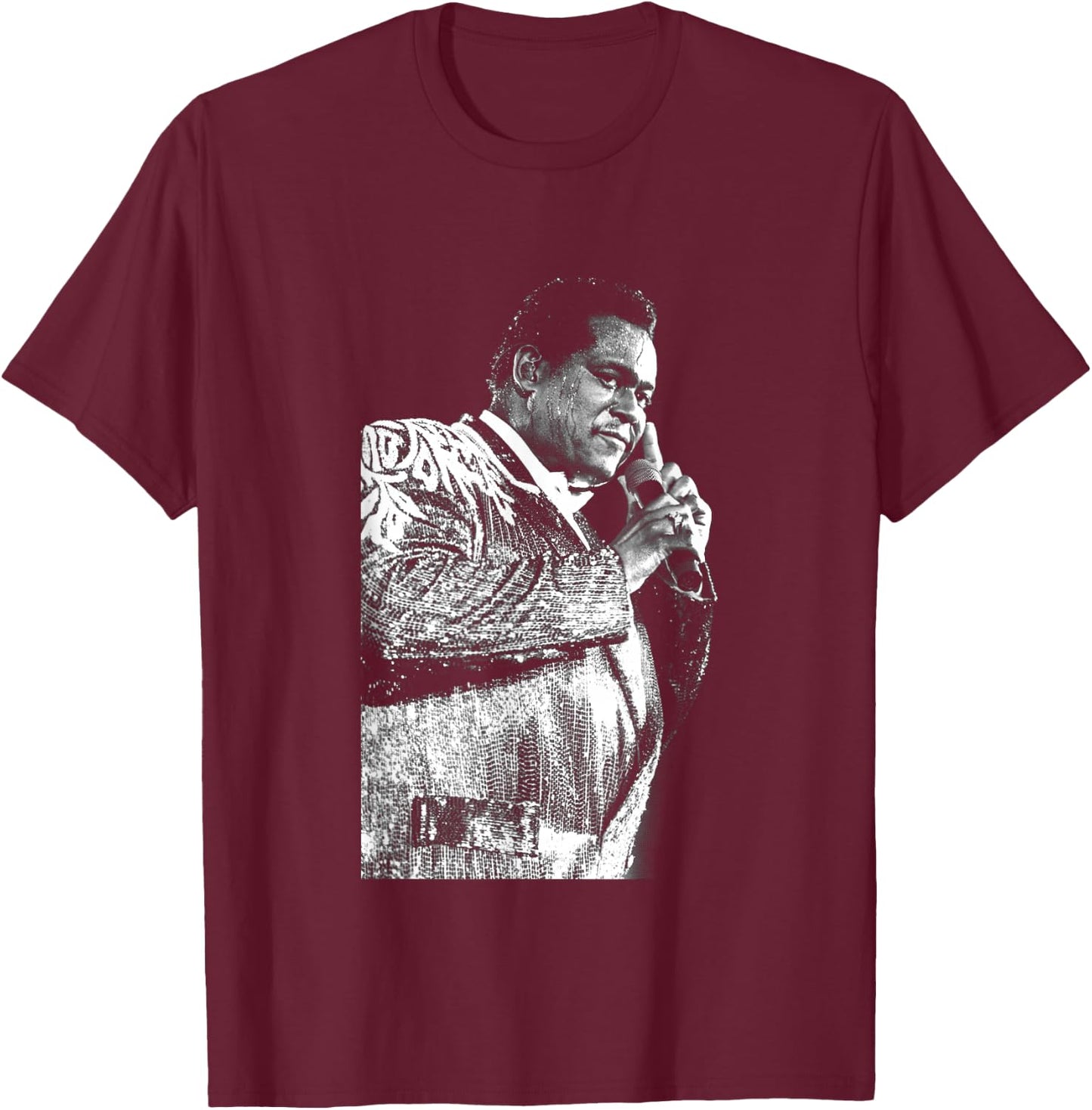 Stephen Wright Photography Luther Vandross Live , Men's -Adults, Black, Small, Short Sleeve, Classic Fit, , Regular, Medium Sleeve Length T-Shirt - T-Shirt | Maroon