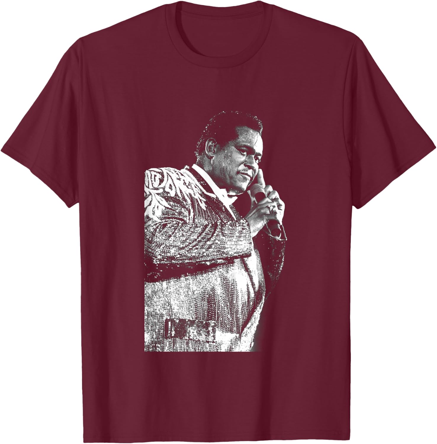 Stephen Wright Photography Luther Vandross Live , Men's -Adults, Black, Small, Short Sleeve, Classic Fit, , Regular, Medium Sleeve Length T-Shirt - T-Shirt | Maroon
