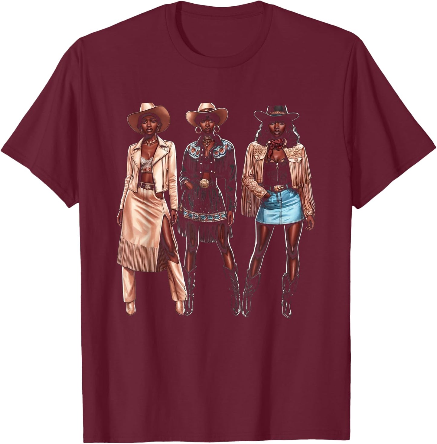 Black Cowgirl Western Rodeo Melanin Black History Texas T-Shirt - T-Shirt | Maroon