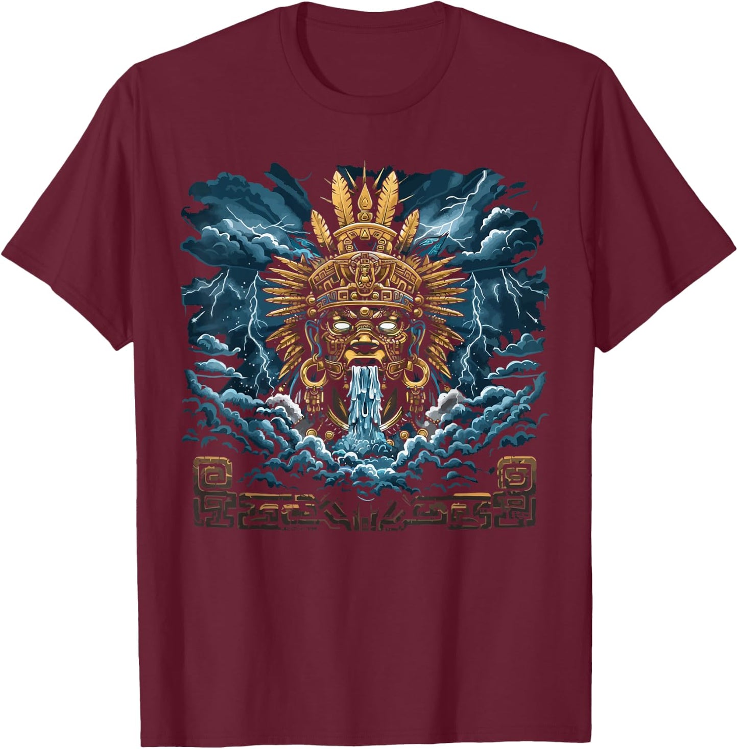Aztec God Aztec Culture Mayan Indigenous Tlaloc Statue T-Shirt - T-Shirt | Maroon