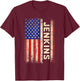 Jenkins Last Name Shirt Jenkins Name American Flag T-Shirt - T-Shirt | Maroon