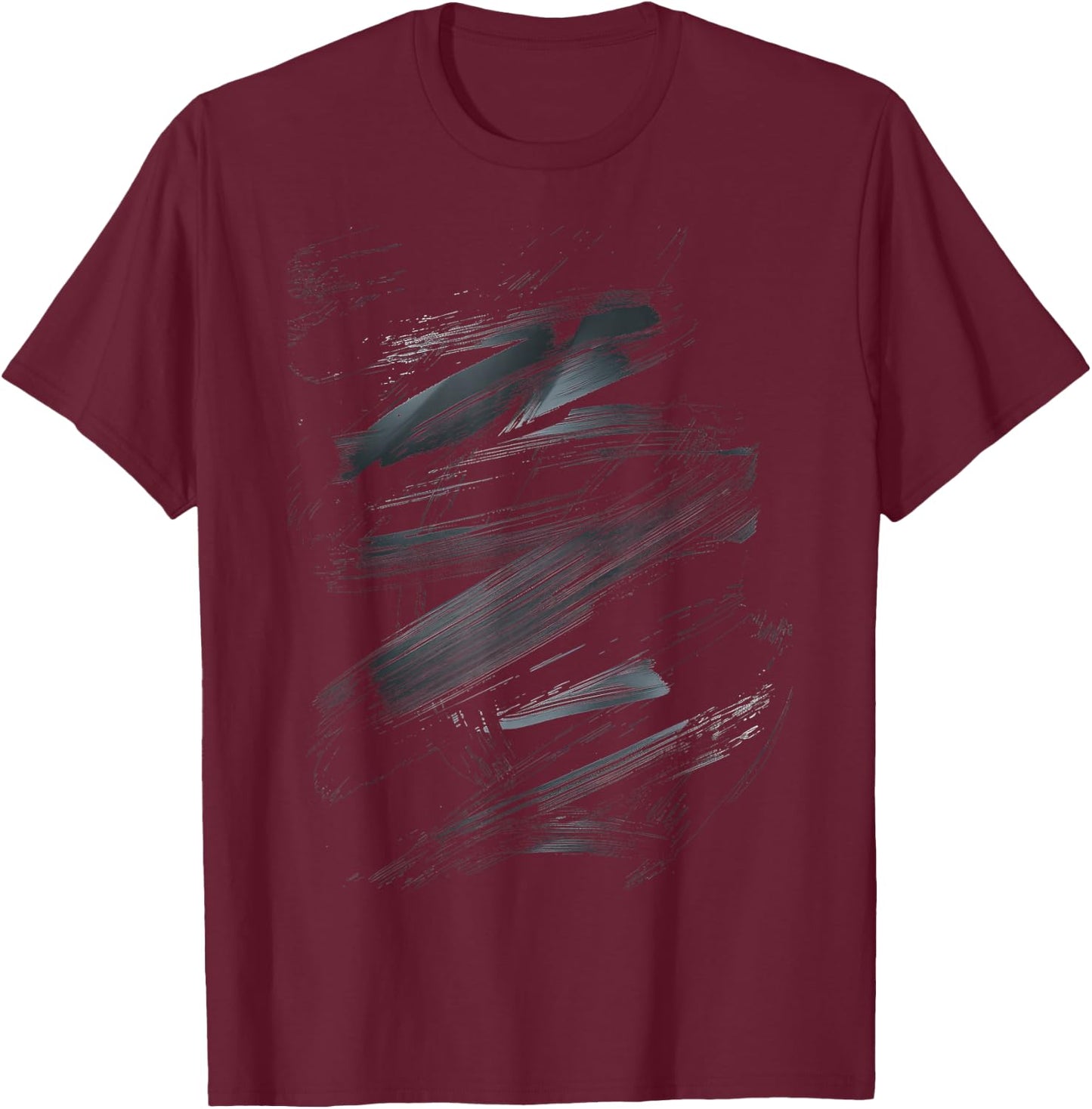 Black Brush Strokes Art Design Graphic T-Shirt - T-Shirt | Maroon