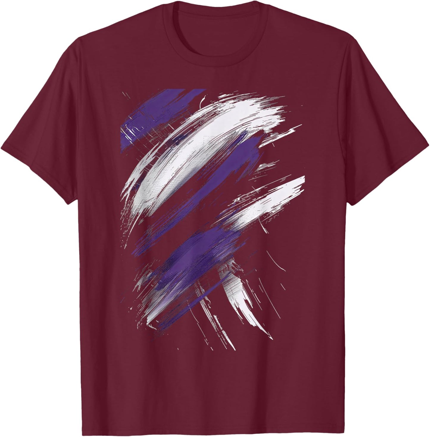 Purple And Black Brushstrokes Graphic T-Shirt - T-Shirt | Maroon