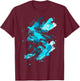 Cyan And Black Dynamic Design Graphic T-Shirt - T-Shirt | Maroon