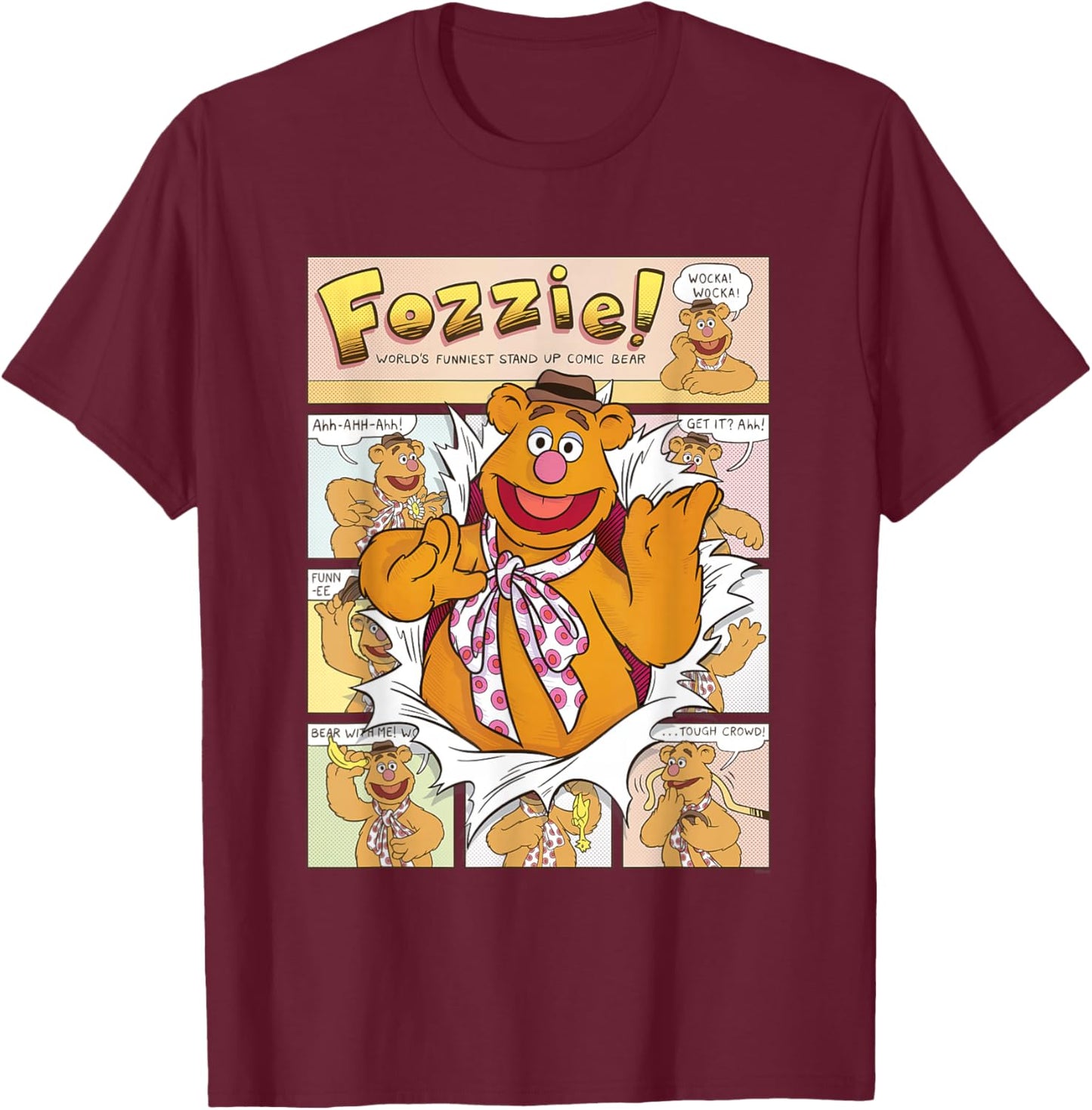 Disney Muppets Fozzie Bear World’s Funniest Stand Up Comic T-Shirt - T-Shirt | Maroon