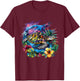 Sea Turtle Floral Artwork Marine Mammal Sea Ocean Animal T-Shirt - T-Shirt | Maroon