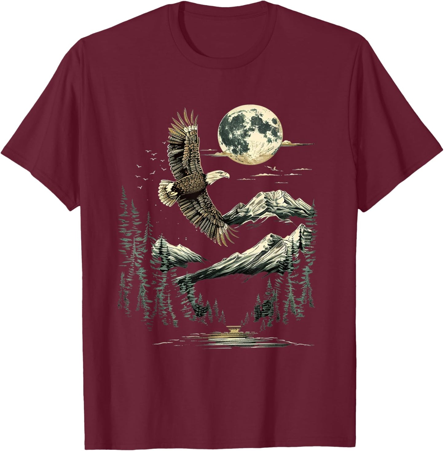 Native American Wildlife Majestic Bald Eagle in Forest T-Shirt - T-Shirt | Maroon