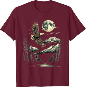 Native American Wildlife Majestic Bald Eagle in Forest T-Shirt - T-Shirt | Maroon