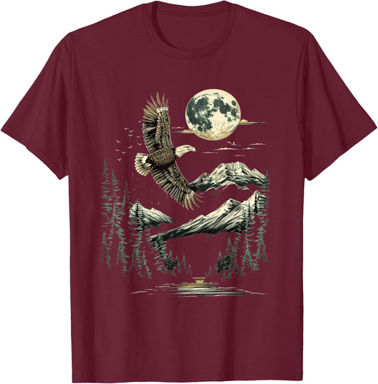 Native American Wildlife Majestic Bald Eagle in Forest T-Shirt - T-Shirt | Maroon