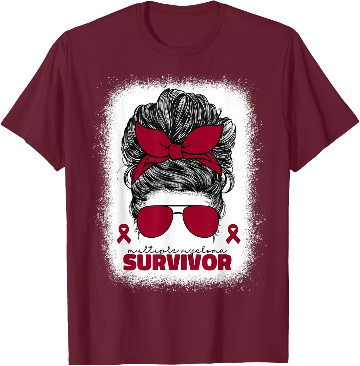Multiple Myeloma Survivor Burgundy Cancer Ribbon T-Shirt - T-Shirt | Maroon