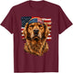 Golden Retriever Patriotic 4th Of July USA American Flag Men T-Shirt - T-Shirt | Maroon