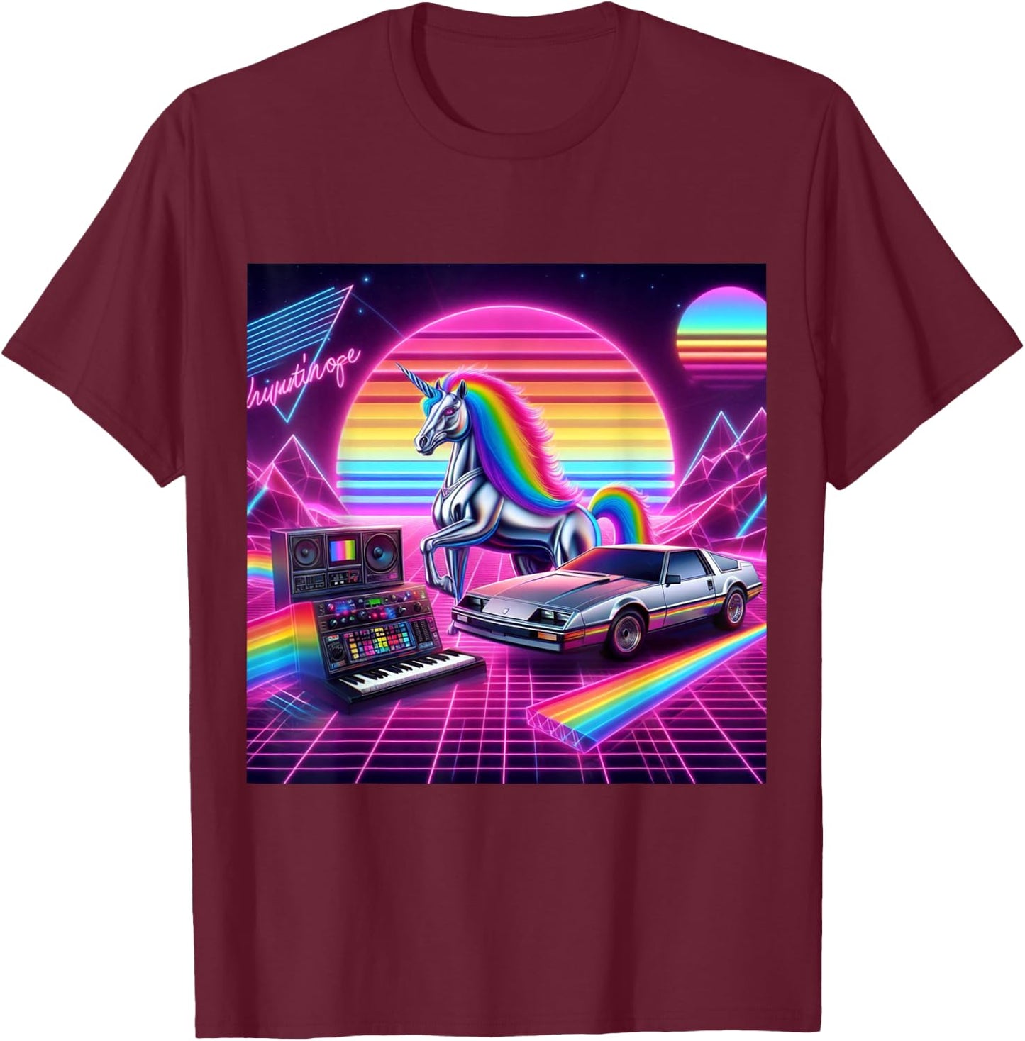 Ride the 80s Synth wave T-Shirt - T-Shirt | Maroon
