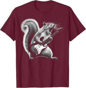 Squirrel Playing Guitar Rock and Roll , Women, Kids T-Shirt - T-Shirt | Maroon