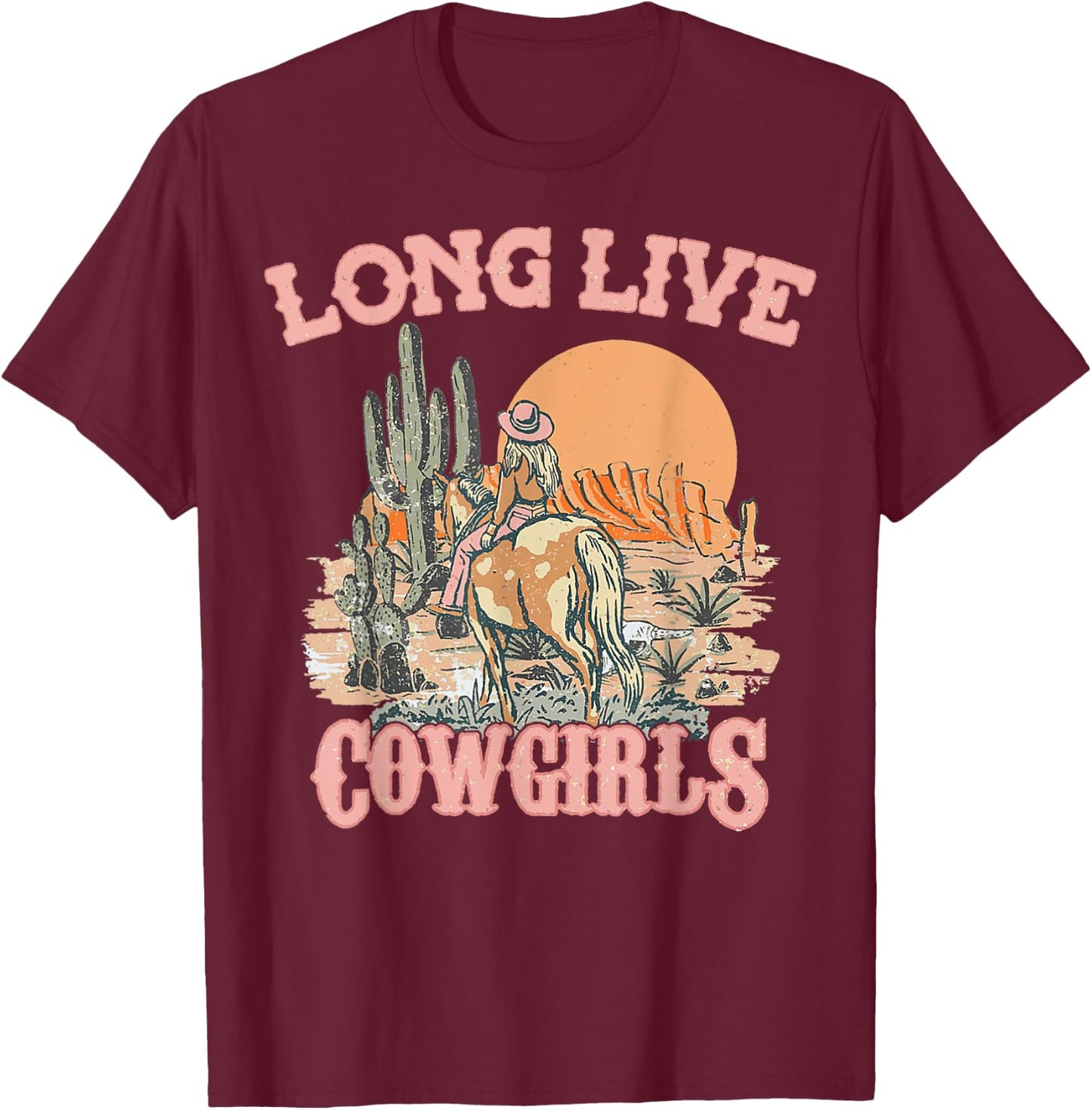 Long Live Howdy Rodeo Western Country Southern Cowgirls T-Shirt - T-Shirt | Maroon