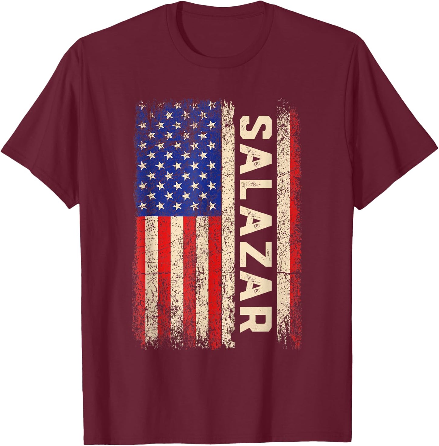 Salazar Last Name Shirt Salazar Name American Flag Kids Men T-Shirt - T-Shirt | Maroon