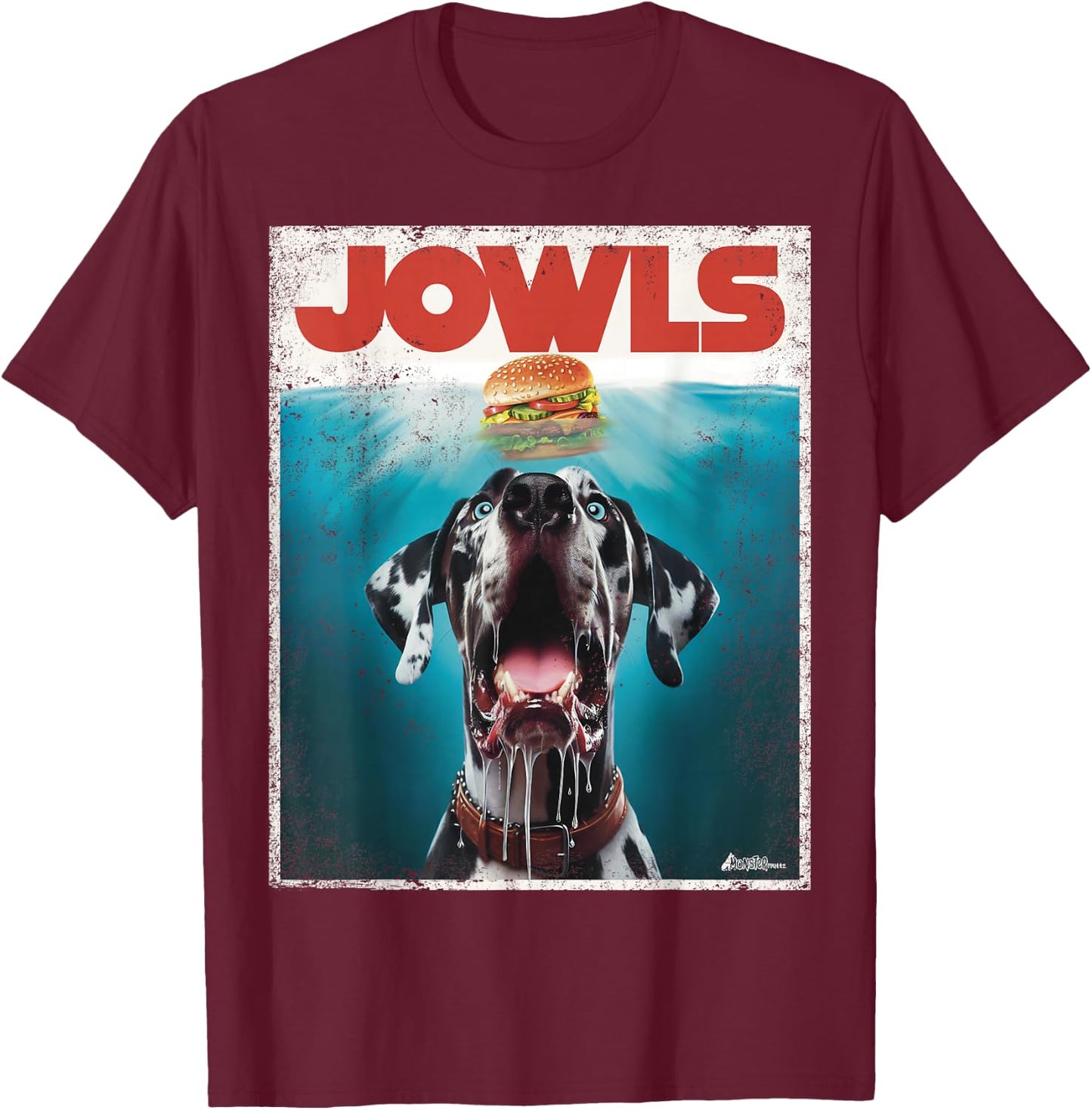 Great Dane Jowls, Paws Harlequin, Blue Eyes Dog Mom, Dog Dad T-Shirt - T-Shirt | Maroon