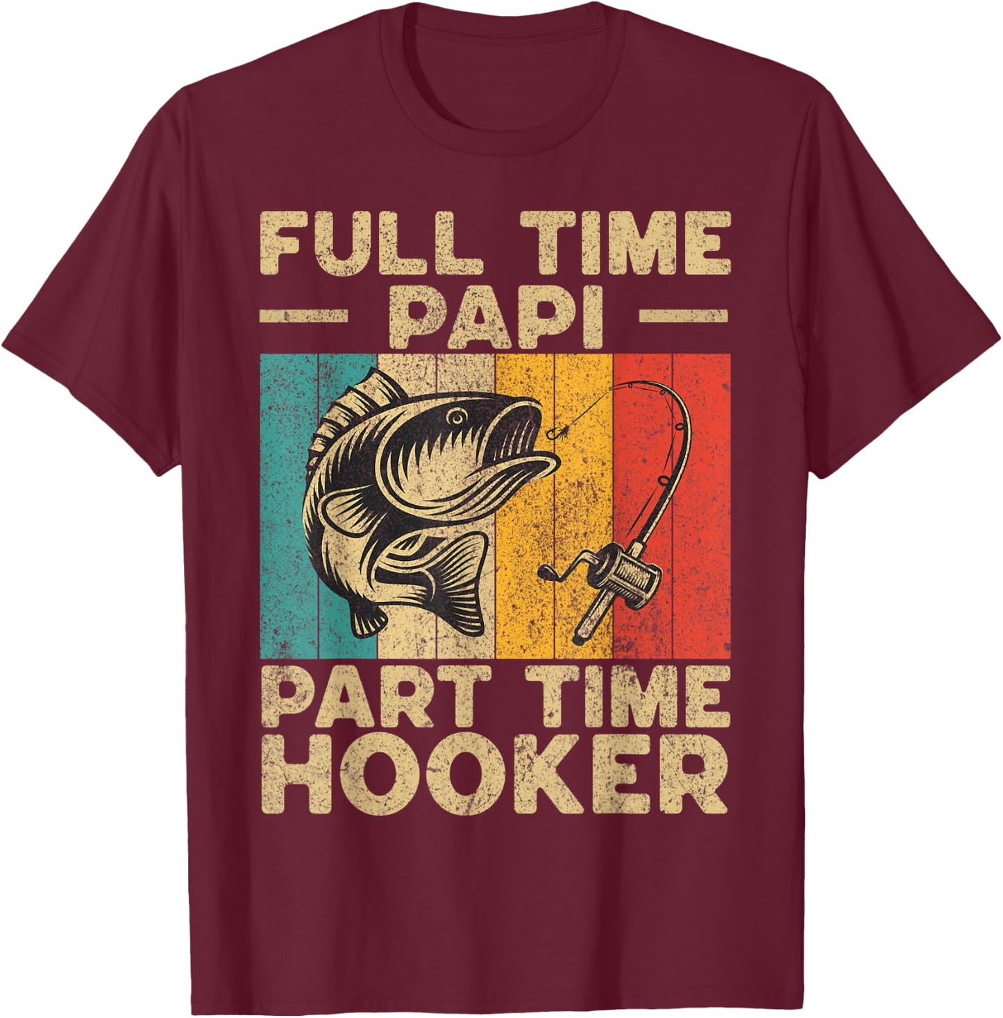 Funny Vintage Fishing Papi Jokes Fisherman T-Shirt - T-Shirt | Maroon