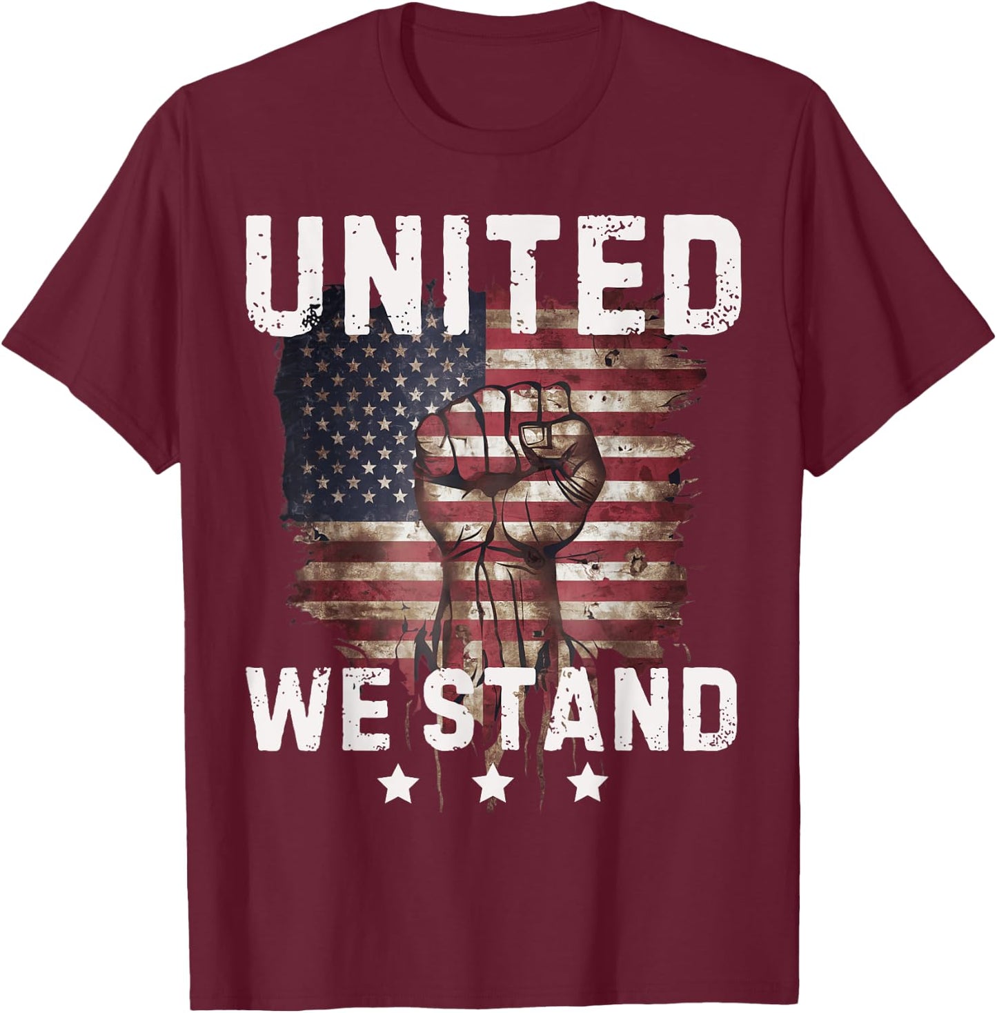 United We Stand Patriotic Gift USA Flag T-Shirt - T-Shirt | Maroon