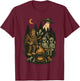 Bigfoot and Aliens Cooking in Forest with UFOs and Animals T-Shirt - T-Shirt | Maroon