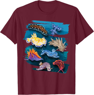 Nudibranch Oceanography Sea Slug Biologist Aquarists T-Shirt - T-Shirt | Maroon