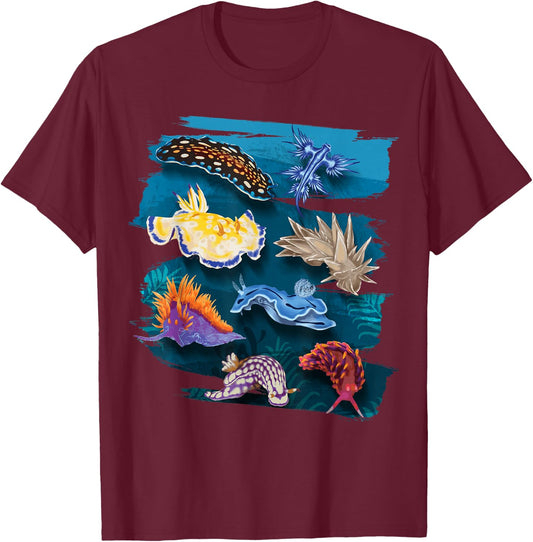 Nudibranch Oceanography Sea Slug Biologist Aquarists T-Shirt - T-Shirt | Maroon