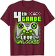 Back to School 4th Grade Boys Gamer First Day School Level T-Shirt - T-Shirt | Maroon